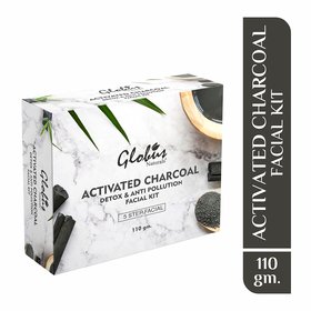 Globus Naturals Charcoal Facial Kit For Skin Exfoliation  Refreshed Glowing Skin