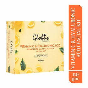 Globus Naturals Anti-Ageing Hyaluronic Acid and Vitamin C Lightening Brightening Facial Kit 110g