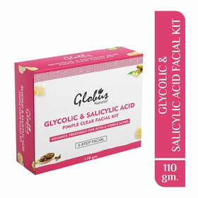 Globus Naturals Glycolic  Salicylic Acid Facial Kit For Anti- Acne Dark Spots Beautiful  Glowing Skin 110g