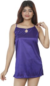 Nivcy Women Square Neck Satin Nighty (Blue)