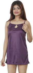 Nivcy Women Satin Square Neck Nighty (Dark Purple)