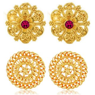                       Vighnaharta Sizzling Charming Alloy Gold Plated Stud Earring Combo set For Women and Girls                                              