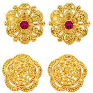                       Vighnaharta Sizzling Charming Alloy Gold Plated Stud and Chandbali Earring Combo set For Women and Girls                                              