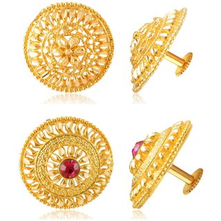                       Vighnaharta Allure Graceful Alloy Gold Plated Stud and bali Earring Combo set For Women and Girls                                              