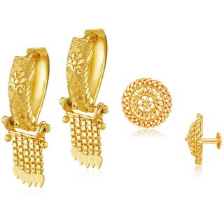 Vighnaharta Shimmering Beautiful Gold Plated Clip on Bucket,basket Chand Bali and earring Combo Vighnaharta Shimmering Beautiful Gold Plated Clip on Bucket,basket Chand Bali and earring Combo