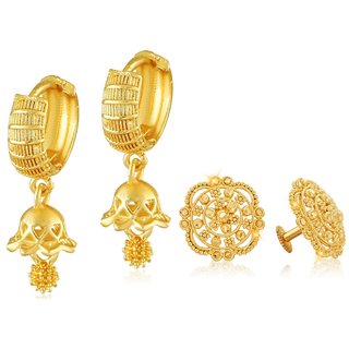 Vighnaharta Gold Plated Clip on Bucket,basket Chand Bali and earring Combo Vighnaharta Gold Plated Clip on Bucket,basket Chand Bali and earring Combo
