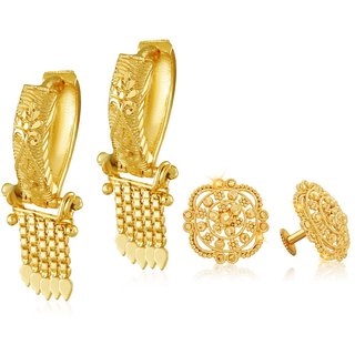                       Vighnaharta Elegant Twinkling Beautiful Gold Plated Clip on Bucket,basket Chand Bali and   earring Combo                                              