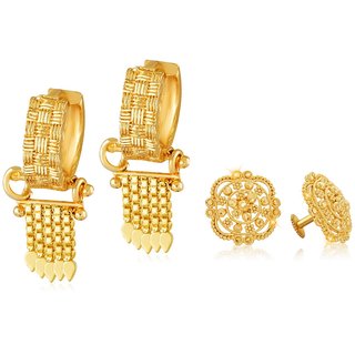                       Vighnaharta Elegant Twinkling Beautiful Gold Plated Clip on Bucket,basket Chand Bali and   earring Combo                                              