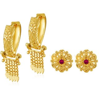Vighnaharta Elegant Twinkling Beautiful Gold Plated Clip on Bucket,basket Chand Bali and earring Combo Vighnaharta Elegant Twinkling Beautiful Gold Plated Clip on Bucket,basket Chand Bali and earring Combo