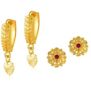                       Vighnaharta Shimmering Beautiful Gold Plated Clip on Bucket,basket Chand Bali and   earring Combo                                              