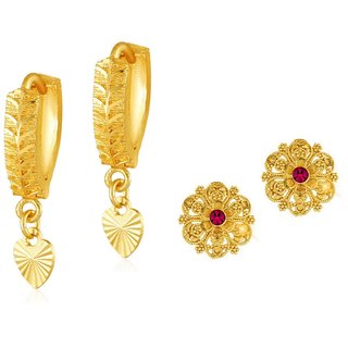 Vighnaharta Shimmering Beautiful Gold Plated Clip on Bucket,basket Chand Bali and earring Combo Vighnaharta Shimmering Beautiful Gold Plated Clip on Bucket,basket Chand Bali and earring Combo
