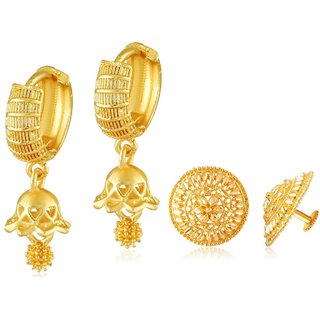 Vighnaharta Beautiful Gold Plated Clip on Bucket,basket Chand Bali and earring Combo Vighnaharta Beautiful Gold Plated Clip on Bucket,basket Chand Bali and earring Combo