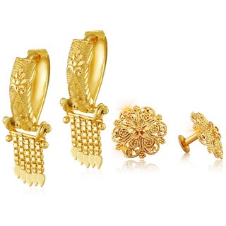 Vighnaharta Elegant Beautiful Gold Plated Clip on Bucket,basket Chand Bali and earring Combo Vighnaharta Elegant Beautiful Gold Plated Clip on Bucket,basket Chand Bali and earring Combo