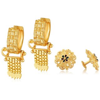                       Vighnaharta Elegant Beautiful Gold PlatedClip on Bucket,basket Chand Bali and   earring Combo                                              