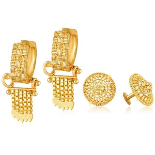                       Vighnaharta Allure Beautiful Gold Plated Clip on Bucket,basket Chand Bali and   earring Combo                                              