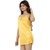 Nivcy Women Satin Nightwear Square Neck Yellow (XX-Large)