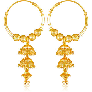 Vighnaharta Traditional wear, Wedding and Party wear South Screw back alloy Gold Plated Jhumki Earring Vighnaharta Traditional wear, Wedding and Party wear South Screw back alloy Gold Plated Jhumki Earring