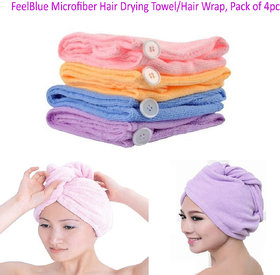 Feelblue Microfiber 300 Gsm Hair Towel Assorted Colourpack Of 4pc
