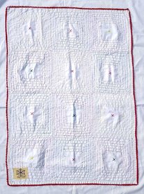 Baby White Cotton NAKSHI Kantha (Baby Quilt)( Pack of 1 Piece) Hand Made