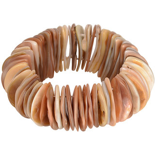                       KESAR ZEMS Natural Stone With Handcrafted Wrist Band Half MOON Shape Sea Shell Stretchable BRACELET For UNISEX                                              
