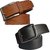 men's tan and black synthetic leather needle pin point buckle belt combo