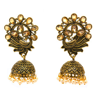                       Stylish Gold Jhumka Earrings Copper, Matal Jhumki Earring                                              