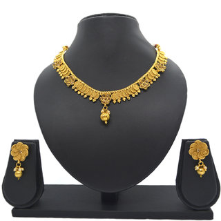                       Simple and Stylish Gold Necklace Set for Women Look Like Real Gold                                              
