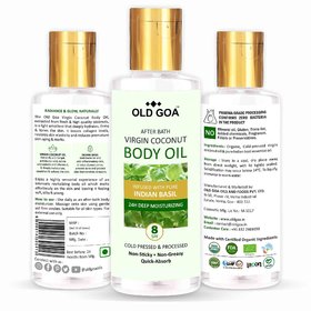 Body Oil  Indian Basil  After Bath Natural  Certified Organic  Lightweight  Non Sticky  200 ml