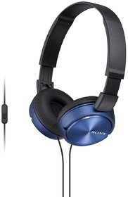 (Refurbished) Sony MDR-ZX310AP Wired Headphone with Mic (Blue)