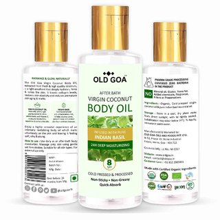                       Body Oil  Indian Basil  After Bath Natural  Certified Organic  Lightweight  Non Sticky  200 ml                                              