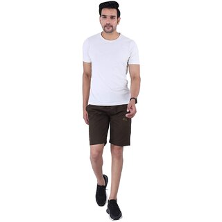 Hasina Men's Comfortable Dark Khaki  Shorts With SidePockets For Casual and Sports Wear