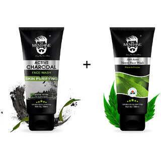 The Menshine Combo Kit Of Anti Acne Neem Face Wash  Activated Charcoal Face Wash