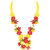 Sukkhi Elegant Red & Yellow Single Layered Flower Necklace Set for Haldi Ceremony