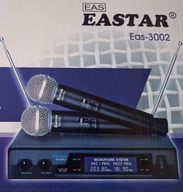 Easter EAS-3002 DUAL HANDHELD WIRELESS/CORDLESS MICROPHONE WITH RECIEVER ( 1 Month Seller Warranty)