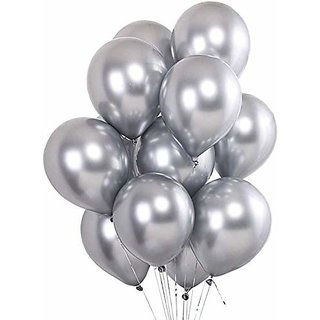                       Hippity Hop Silver Metallic Chrome Balloons, 12 Inch Balloon (Pack of 50)                                              