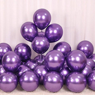                       Hippity Hop Purple Metallic Chrome Balloons, 12 Inch Balloon For Birthday (Pack of 20)                                              
