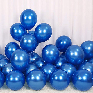                       Hippity Hop Blue Metallic Chrome Balloons, 12 Inch Balloon (Pack of 50)                                              
