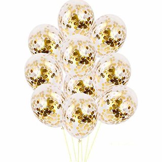                       Hippity Hop Golden Confetti Balloons -12Pcs For Golden Decorating Balloon, Air  Helium Balloons (Combo Kit Pack of 12)                                              