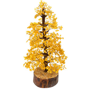                       KESAR ZEMS Natural Citrine Colour Crystal Stone Chip Vastu Tree 16 Inches For Wealth, Success  Prosperity/ Home Office                                              