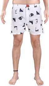 Hence Men's Cotton Printed Boxers/Shorts White( Size :-S)