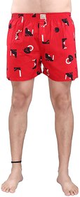 Hence Men's Cotton Printed Boxers/Shorts Red( Size :-S)