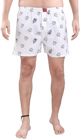 Hence Men's Cotton Printed Boxers/Shorts White( Size :-S)