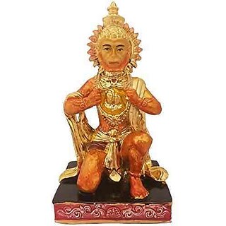                       KESAR ZEMS Golden FengShui Polyresin Lord Hanuman Murti/Idol Statue For pooja/ Decorative Showpiece (8 x 8 x 15 Cm)                                              