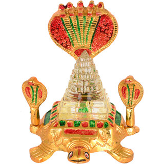 KESAR ZEMS Metal Meenakari Naag With Shree Yantra On Kachua For Goodluck/Showpiece for Pooja and Decoration (10 x 15 x 1 KESAR ZEMS Metal Meenakari Naag With Shree Yantra On Kachua For Goodluck/Showpiece for Pooja and Decoration (10 x 15 x 1