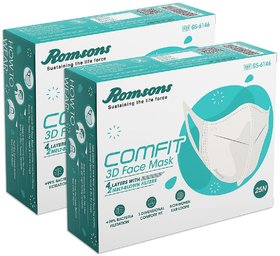 ROMSONS COMFIT UNISEX 3D SOFT FACE MASK AND EAR LOOPS ( PACK OF 25)
