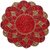 FliHaut Handcrafted Beautiful Beaded Placemat for Dining Table (Red  Golden Flower Geom) 14 Inches Diameter