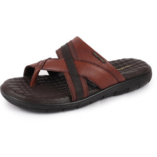 Bata Wayfinders Men s Brown Slip On Toe Ring Leather Slipper