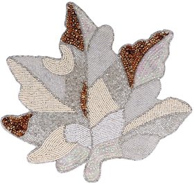 FliHaut Handcrafted Beautiful Beaded Decorative Placemat for Dining Table 14 inches (Cream Maple Leaf)