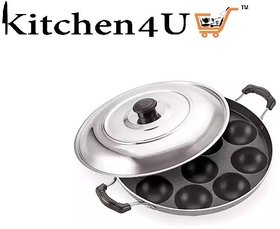 Kitchen4U - High Quality Non-Stick 12 Cavities Appam with Stainless Steel lid