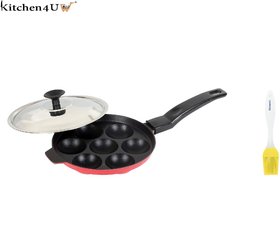Kitchen4U-High Quality Non-Stick Brush with 7 Cavities Appam with SS lid